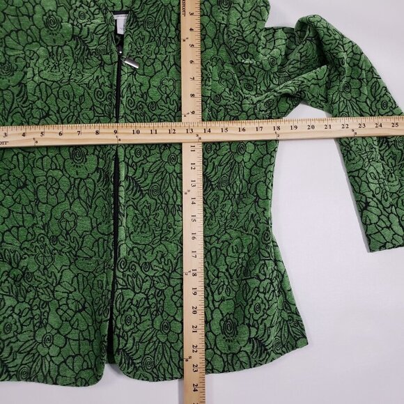 Dressbarn Floral Tapestry Full Zip Blazer Jacket Green Cotttage Office Size S - Picture 9 of 11